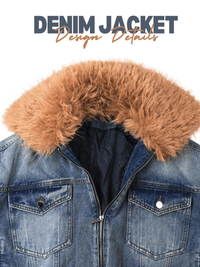 Thumbnail for Trendy Fashion Women's Fur Collar Denim Jacket Double Zipper High Waist Long Sleeve Thick Warm Short Coat Winter, Drestiny, Coats, Jackets, Blue, Blue Denim Jackets Women, M, L, XL, United States, Canada, Australia, New Zealand, United Kingdom, shopdrestiny.com