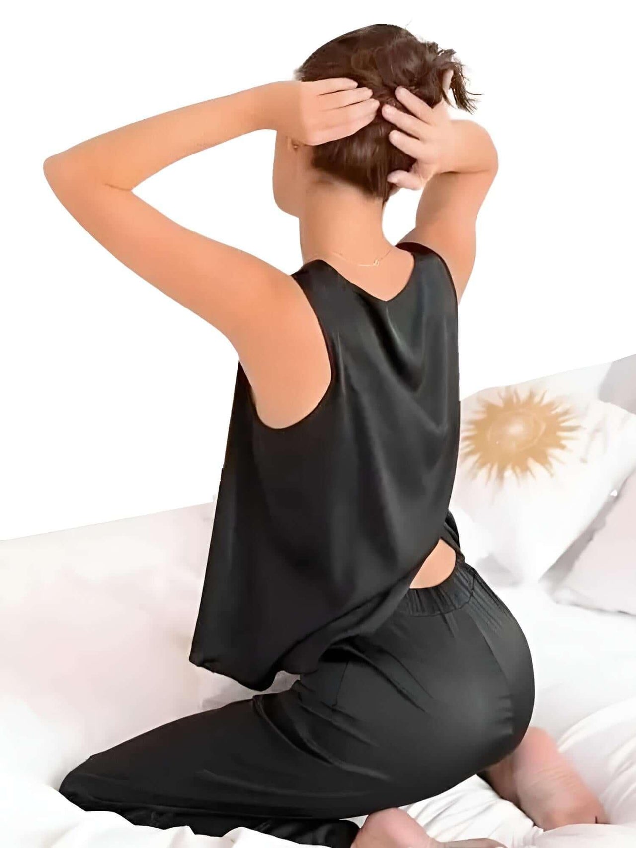 Two-Piece Crossed Back Pajama Sets For Women -, Pajamas , Drestiny , Australia, Black, Blue, Casual Shirts, Dark Blue, Grey, L, Loungewear, M, New Zealand, Pajamas, Pant Sets, S, Sets, Sleeveless, United Kingdom, United States , Drestiny , www.shopdrestiny.com