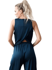 Thumbnail for Two-Piece Crossed Back Pajama Sets For Women -, Pajamas , Drestiny , Australia, Black, Blue, Casual Shirts, Dark Blue, Grey, L, Loungewear, M, New Zealand, Pajamas, Pant Sets, S, Sets, Sleeveless, United Kingdom, United States , Drestiny , www.shopdrestiny.com