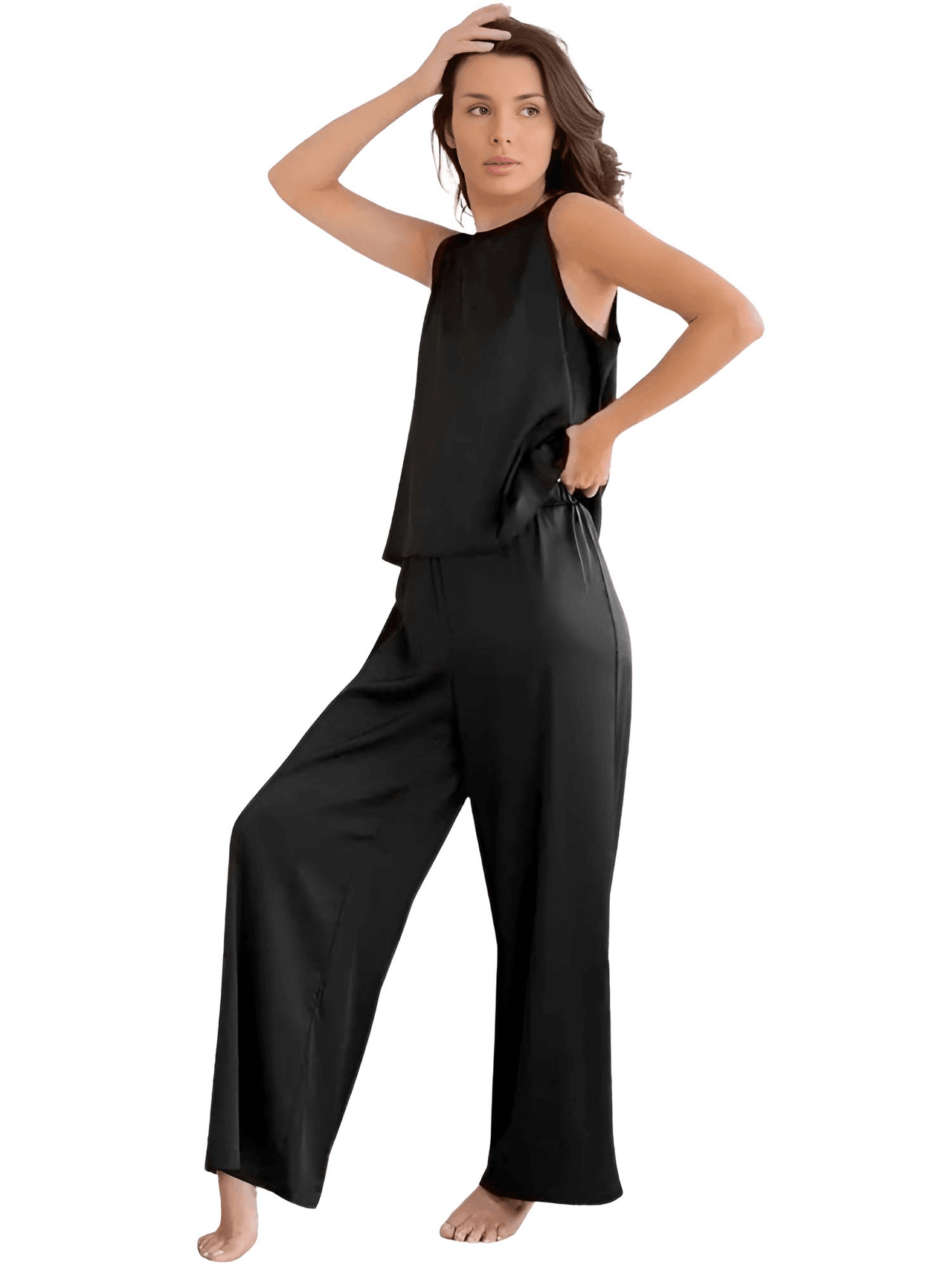 Two-Piece Crossed Back Pajama Sets For Women -, Pajamas , Drestiny , Australia, Black, Blue, Casual Shirts, Dark Blue, Grey, L, Loungewear, M, New Zealand, Pajamas, Pant Sets, S, Sets, Sleeveless, United Kingdom, United States , Drestiny , www.shopdrestiny.com