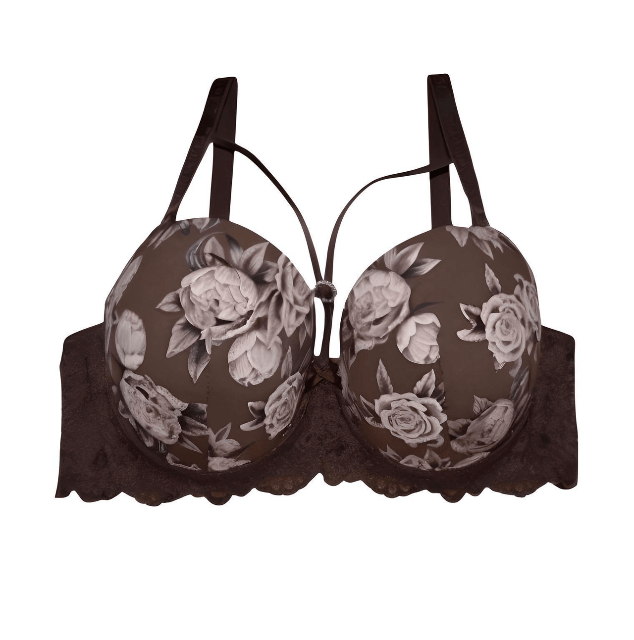 Floral patterned bra on a white background