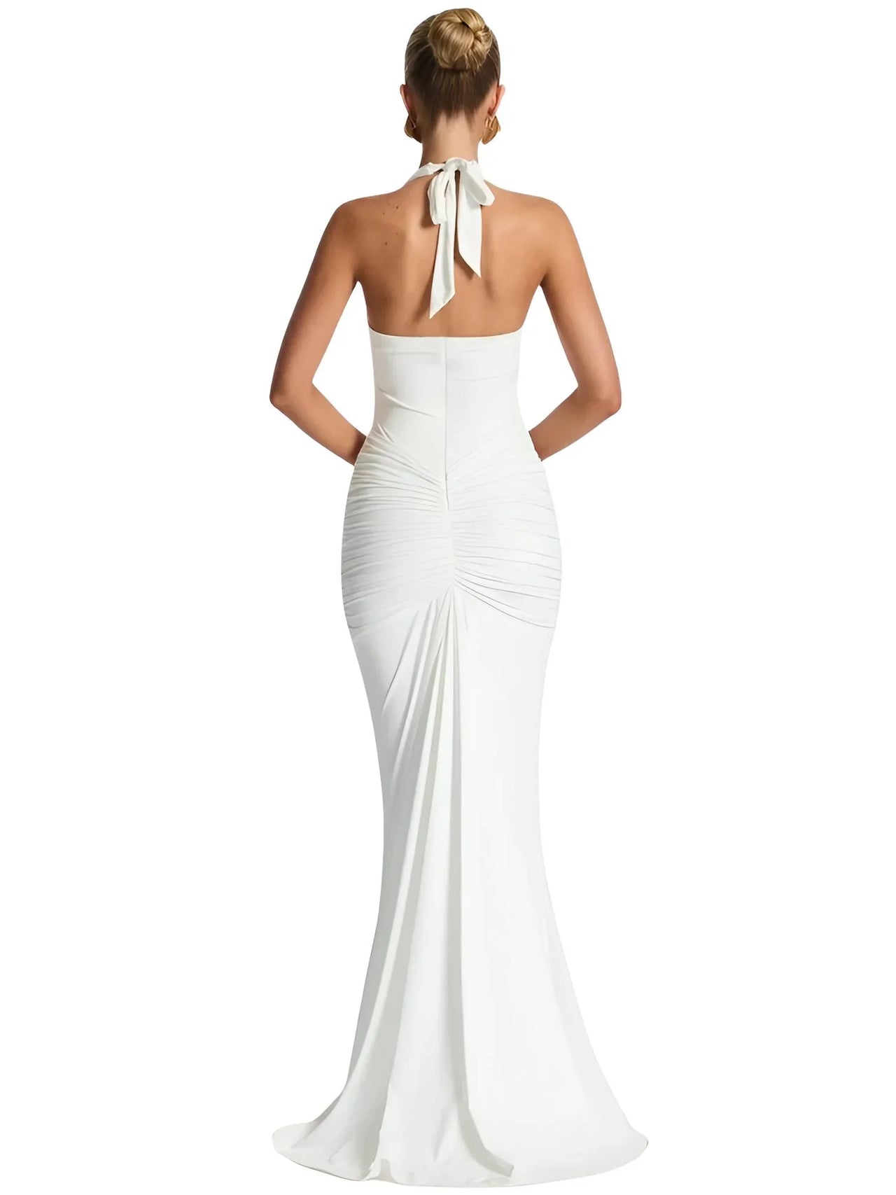 Deep V-Neck Halter Maxi Dress Women's Sleeveless Ruched Gown Draped Club Party Long Dress, Drestiny, Maxi Dresses, Dresses, Sleeveless, S, M, L, 4, 6, 8, 10, United States, USA, Canada, Australia, New Zealand, United Kingdom, UK, White, Black, Wine Red, Sky Blue, Green, Purple, V-neck maxi dress, Halter neck dress, Summer Maxi Dress, Wedding Guest maxi dress, Backless maxi dress, elegant maxi dress, shopdrestiny.com