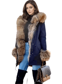 Thumbnail for White Duck Down Women's Real Fur Coats -, Coat , Drestiny , Black, Coats, French Grey, L, M, Olive Green, S, Silver, United Kingdom, United States, XL, XXL , Drestiny , www.shopdrestiny.com