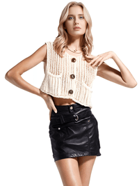 Thumbnail for Sleeveless Crop Sweater Vest Solid Loose Casual Sweater Vest Cable Knit Sweater Vest For Women -, Vests , Drestiny , Australia, Black, Brown, Canada, Cardigans, Dark Blue, Dark Brown, Green, L, Light Blue, M, Navy, New Zealand, Off White, Olive Green, Purple, Red, S, Sleeveless, Sweater Vests, Sweaters, United Kingdom, United States, Vests, White, Yellow , Drestiny , www.shopdrestiny.com