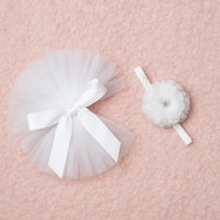 Thumbnail for White tutu and headband set on a pink textured background
