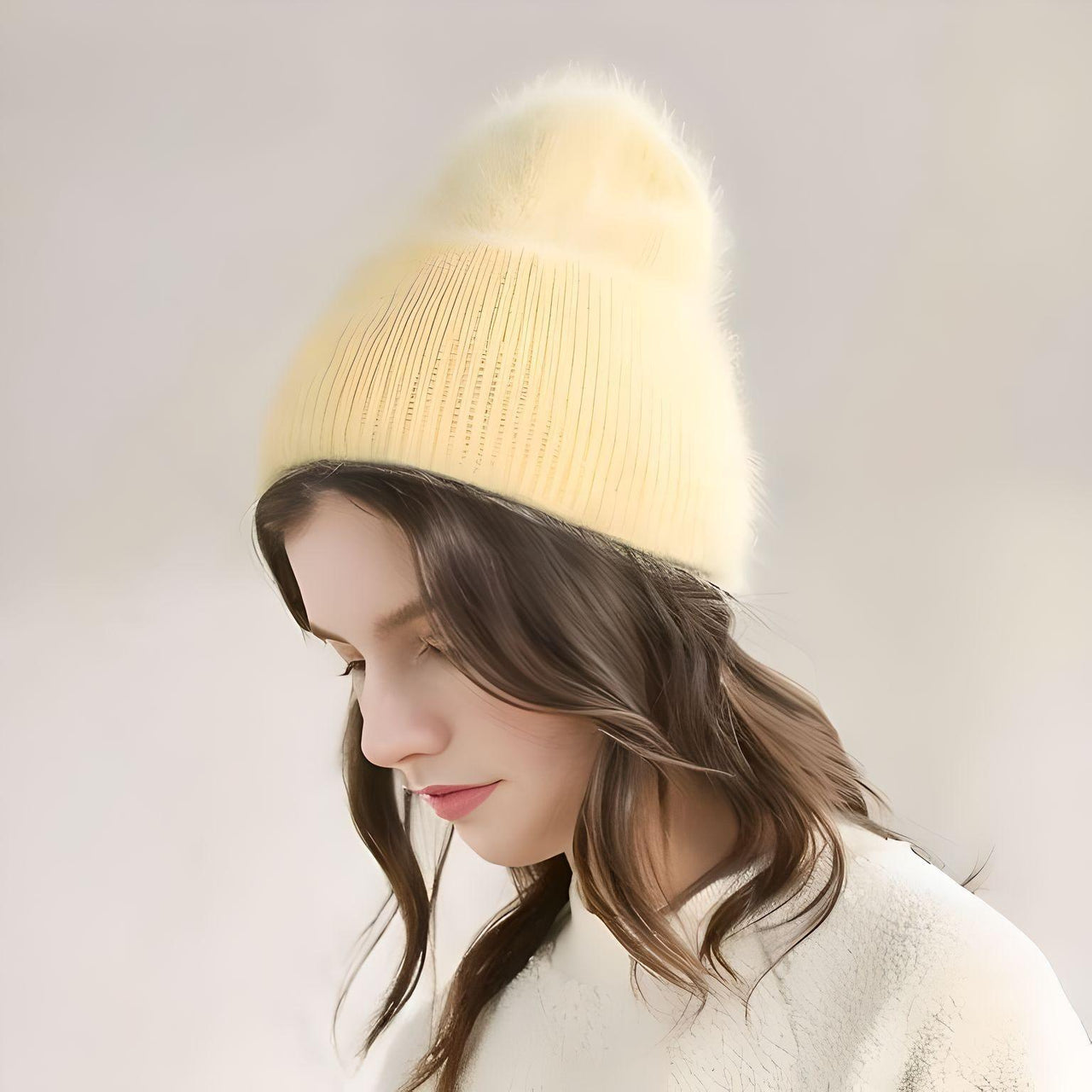 Winter Women's Rabbit Fur Hats Warm Long Rabbit Fur Hair Female Caps Fashion Solid Colors Wide Cuff Young Style Beanies -, Hat , Drestiny , Australia, Black, Blue, Blue Grey, Canada, FR, Grey, Hats, Light Blue, Light Pink, New Zealand, Pink, Purple, United Kingdom, United States, White, Yellow , Drestiny , www.shopdrestiny.com