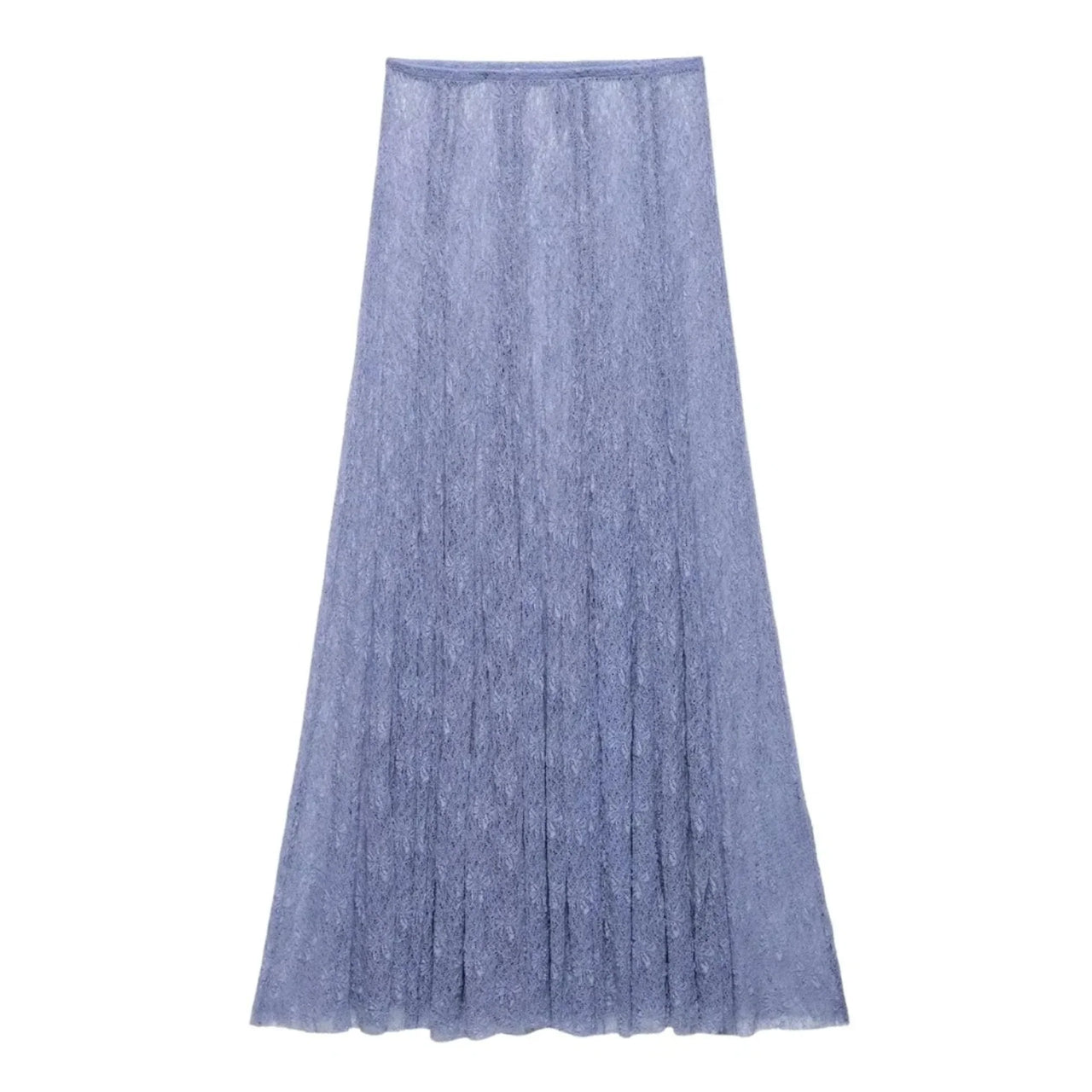 Blue lace skirt on a white background