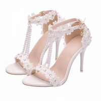 Thumbnail for Women's Sandals Flowers Pearls T-Tied Stilettos Wedding Shoes High Heel Bridal Pumps -, Heels , Drestiny , Australia, Blue, FR, Green, Heels, High Heels, Light Blue, New Zealand, Pink, Pumps, Purple, Red, Sandals, Stilettos, United Kingdom, United States, White, Yellow , Drestiny , www.shopdrestiny.com