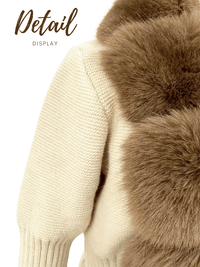 Thumbnail for Women's Luxury Knitted Sweater Coat With Detachable Fur in 14 Colors! -, Sweater Coat , Drestiny , Australia, Beige, Black, Blue Grey, Brown, Camel, Coats, Dark Khaki, Khaki, L, Light Brown, M, New Zealand, Pink, S, United Kingdom, United States, White, XL, XXL, XXXL , Drestiny , www.shopdrestiny.com
