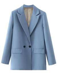 Thumbnail for Women's Office Chic Double Breasted Blazer - In 20 Colors! -, Blazers , Drestiny , Australia, Avocado Green, Black, Blazers, Blue, Brown, Dark Blue, Deep Pink, Green, Grey, Jackets, Khaki, L, Light Blue, Light Grey, M, New Zealand, Orange, Pale Green, Pink, Purple, S, United Kingdom, United States, Wine Red , Drestiny , www.shopdrestiny.com