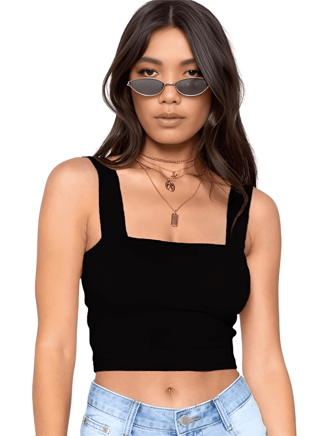 Women's Square Neck Sleeveless Summer Crop Top -, Crop Top , Drestiny , Australia, Black, Canada, Casual Shirts, Crop Tops, Gender_Women, L, Light Blue, M, New Zealand, Orange, Red, S, Sleeveless, United Kingdom, United States, White, XS , Drestiny , www.shopdrestiny.com