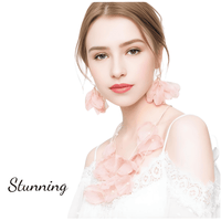 Thumbnail for Women's Tulle Style Cloth Flower Earrings -