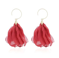 Thumbnail for Women's Tulle Style Cloth Flower Earrings -