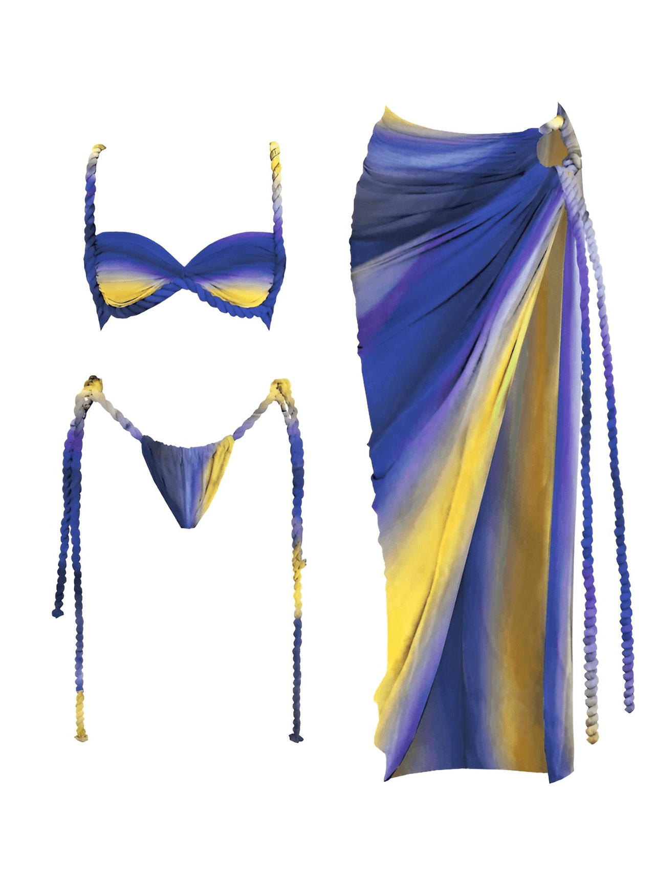 Women's 3Pcs Crochet Bikini Set Sexy Swimwear Halter Biquini Push Up Swimsuit Strappy Bodysuit Female Bathing Suit Beachwear, Bikinis, Drestiny, Skirts, Skirt Sets, Cover Ups, Sets, One Piece Swimsuits, S, M, L, United States, USA, Canada, Australia, New Zealand, United Kingdom, UK, Orange Blue, Blue Dark Blue, Blue Yellow, Beige White, Pink Purple Blue, Red Orange, Pale Gold, Off White, crochet bikini set with cover up, crochet bikini and skirt set, boho crochet 3 piece bikini, shopdrestiny.com