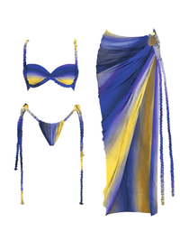 Thumbnail for Women's 3Pcs Crochet Bikini Set Sexy Swimwear Halter Biquini Push Up Swimsuit Strappy Bodysuit Female Bathing Suit Beachwear, Bikinis, Drestiny, Skirts, Skirt Sets, Cover Ups, Sets, One Piece Swimsuits, S, M, L, United States, USA, Canada, Australia, New Zealand, United Kingdom, UK, Orange Blue, Blue Dark Blue, Blue Yellow, Beige White, Pink Purple Blue, Red Orange, Pale Gold, Off White, crochet bikini set with cover up, crochet bikini and skirt set, boho crochet 3 piece bikini, shopdrestiny.com