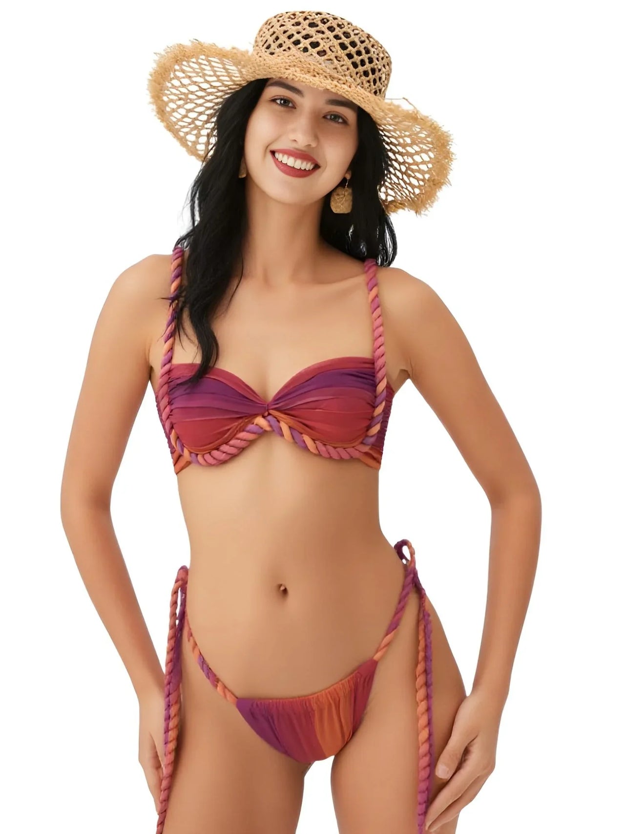 Women's 3Pcs Crochet Bikini Set Sexy Swimwear Halter Biquini Push Up Swimsuit Strappy Bodysuit Female Bathing Suit Beachwear, Bikinis, Drestiny, Skirts, Skirt Sets, Cover Ups, Sets, One Piece Swimsuits, S, M, L, United States, USA, Canada, Australia, New Zealand, United Kingdom, UK, Orange Blue, Blue Dark Blue, Blue Yellow, Beige White, Pink Purple Blue, Red Orange, Pale Gold, Off White, crochet bikini set with cover up, crochet bikini and skirt set, boho crochet 3 piece bikini, shopdrestiny.com