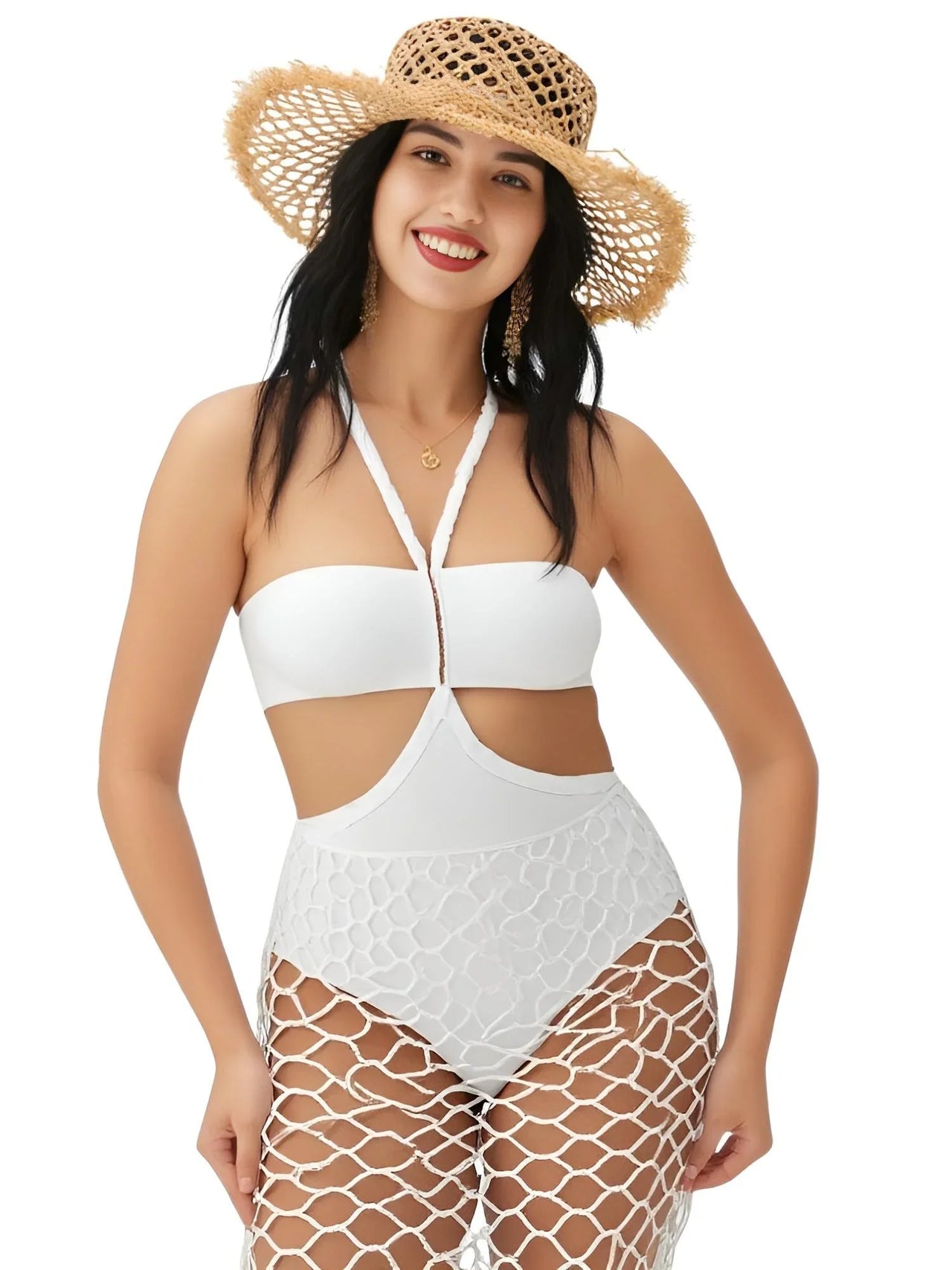Women's 3Pcs Crochet Bikini Set Sexy Swimwear Halter Biquini Push Up Swimsuit Strappy Bodysuit Female Bathing Suit Beachwear, Bikinis, Drestiny, Skirts, Skirt Sets, Cover Ups, Sets, One Piece Swimsuits, S, M, L, United States, USA, Canada, Australia, New Zealand, United Kingdom, UK, Orange Blue, Blue Dark Blue, Blue Yellow, Beige White, Pink Purple Blue, Red Orange, Pale Gold, Off White, crochet bikini set with cover up, crochet bikini and skirt set, boho crochet 3 piece bikini, shopdrestiny.com