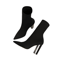 Thumbnail for Women's Ankle Sock Boots Square High Heels Women's Fashion Comfort Stretch Fabric Sock Boot Party Dress Shoes, Drestiny, Boots, Ankle Boots, Sock Boots, 3, 4, 5, 6, 7, 8, 9, 10, 11, 12, Dark Olive Green, Black, Apricot, United States, USA, Canada, Australia, New Zealand, United Kingdom, UK, sock boots women, ankle sock boots, stretch ankle boots, knit ankle boots, heeled sock boots, shopdrestiny.com