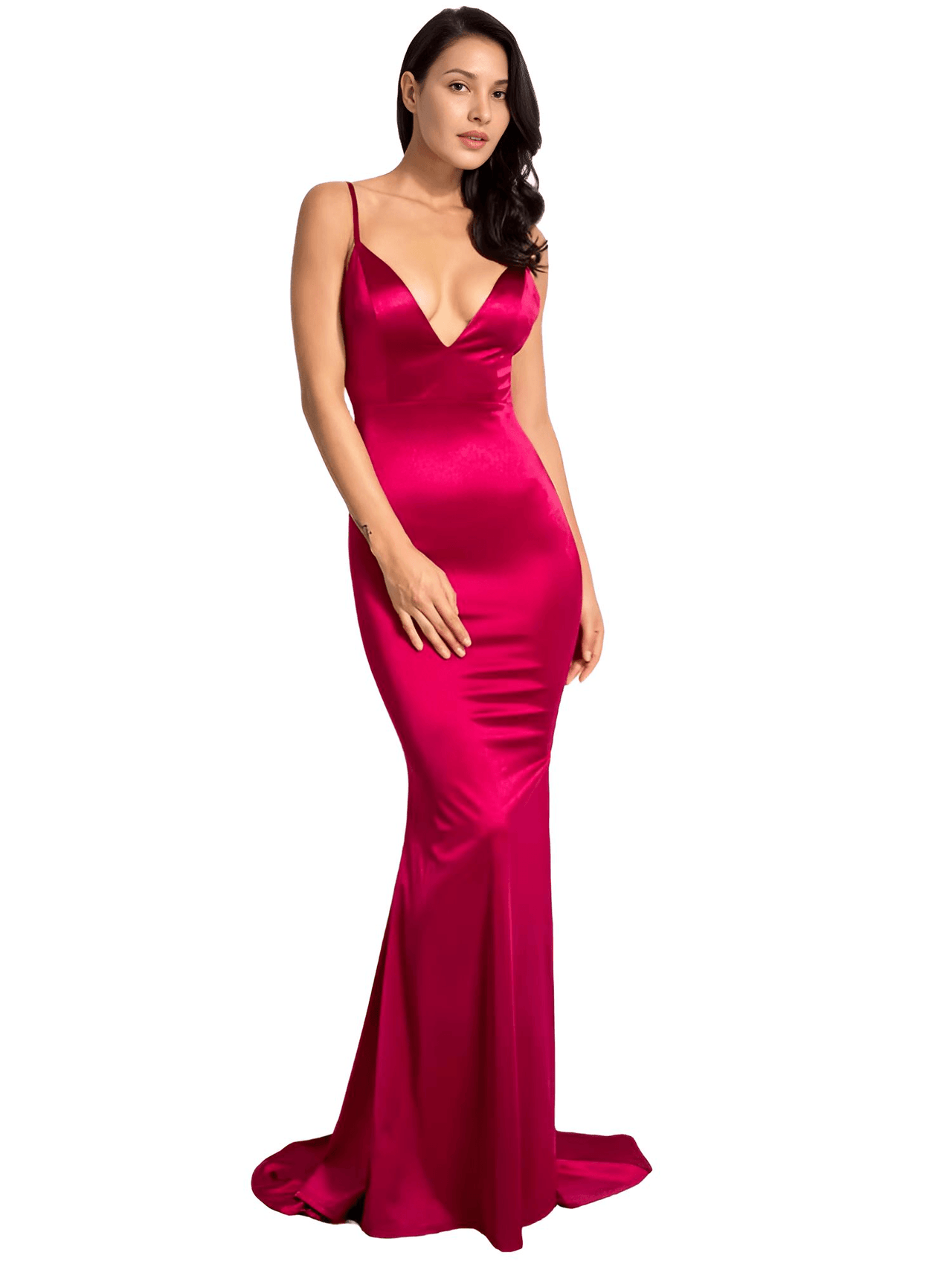 Women's Backless Maxi Dress Ruched High Split Satin -, Dress , Drestiny , Australia, Black, Blue, Canada, Dark Red, Fuchsia, Green, Ivory, L, M, Maxi Dresses, New Zealand, Off White, Red, S, Sleeveless, United Kingdom, United States, Wine Red, XS , Drestiny , www.shopdrestiny.com