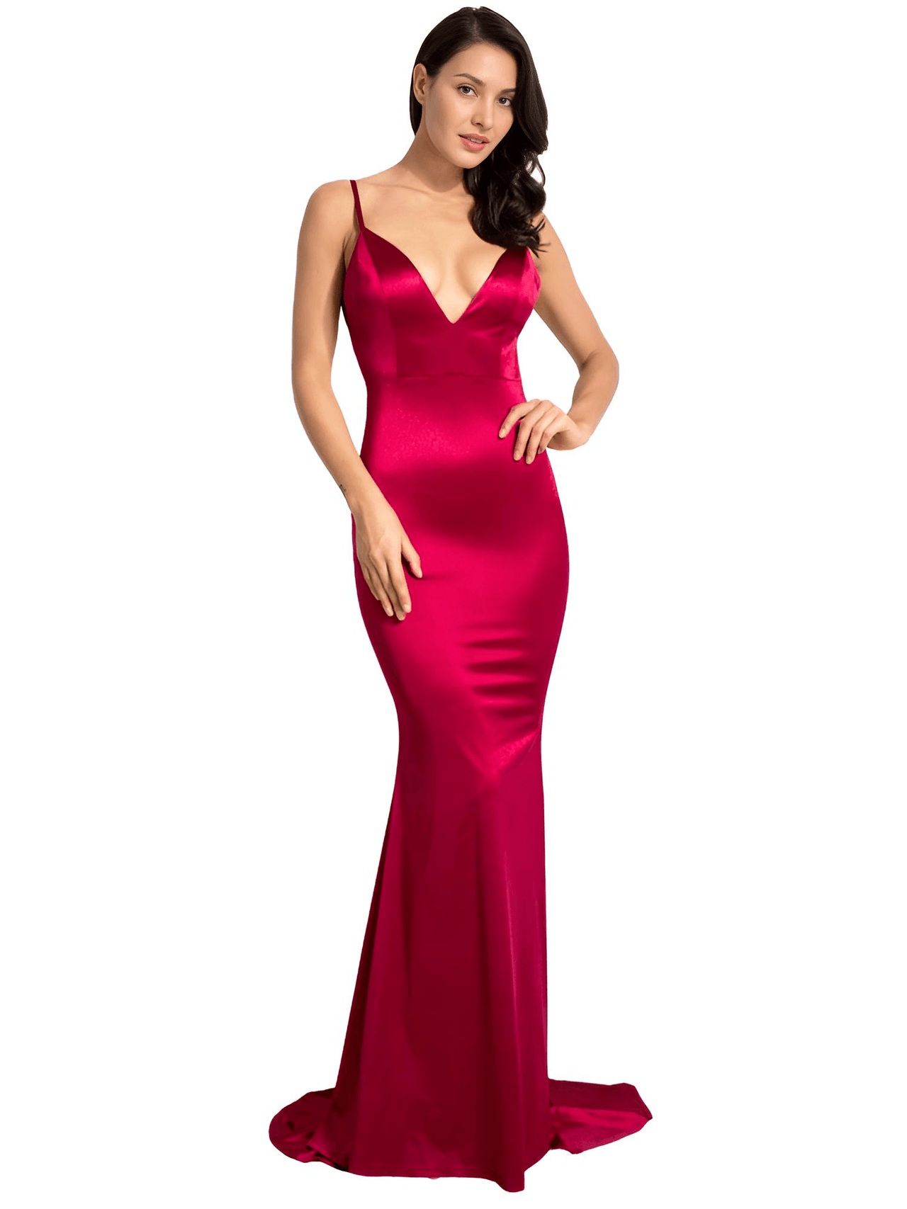 Women's Backless Maxi Dress Ruched High Split Satin -, Dress , Drestiny , Australia, Black, Blue, Canada, Dark Red, Fuchsia, Green, Ivory, L, M, Maxi Dresses, New Zealand, Off White, Red, S, Sleeveless, United Kingdom, United States, Wine Red, XS , Drestiny , www.shopdrestiny.com