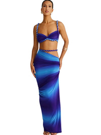 Thumbnail for Women's Bandage Sexy 2-Piece Sets Club Backless Decorative Cord Top and Skirt Sets Summer Vacation, Drestiny, Sets, Skirt Sets, Skirts, Crop Tops, Sleeveless, Casual Shirts, XS, S, M, L, XL, 2, 4, 6, 8, 10, 12, Red Print, Blue Print, Orange, Avocado Green, Grey, Coffee, White, Pink, Black, Deep Pink, USA, Canada, Aus, NZ, UK, Bandage Two Piece Set, Women's Bodycon Sets, Clubwear Two Piece Outfits, Sexy Co Ord Sets, Bandage Skirt and Top Set, Bandage Co Ord Set, Clubbing Outfits Two Piece, shopdrestiny.com