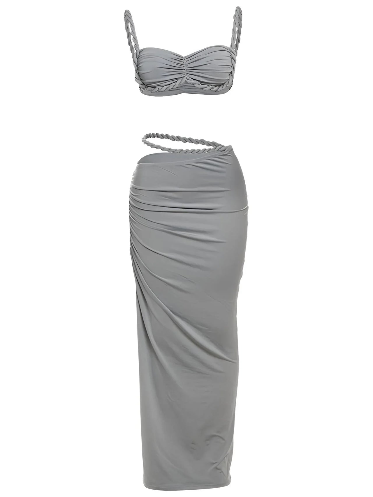 Women's Bandage Sexy 2-Piece Sets Club Backless Decorative Cord Top and Skirt Sets Summer Vacation