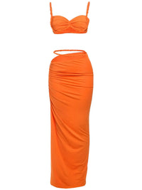 Thumbnail for Women's Bandage Sexy 2-Piece Sets Club Backless Decorative Cord Top and Skirt Sets Summer Vacation, Drestiny, Sets, Skirt Sets, Skirts, Crop Tops, Sleeveless, Casual Shirts, XS, S, M, L, XL, 2, 4, 6, 8, 10, 12, Red Print, Blue Print, Orange, Avocado Green, Grey, Coffee, White, Pink, Black, Deep Pink, USA, Canada, Aus, NZ, UK, Bandage Two Piece Set, Women's Bodycon Sets, Clubwear Two Piece Outfits, Sexy Co Ord Sets, Bandage Skirt and Top Set, Bandage Co Ord Set, Clubbing Outfits Two Piece, shopdrestiny.com