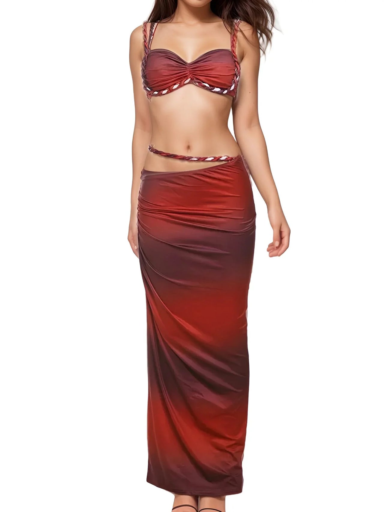 Women's Bandage Sexy 2-Piece Sets Club Backless Decorative Cord Top and Skirt Sets Summer Vacation, Drestiny, Sets, Skirt Sets, Skirts, Crop Tops, Sleeveless, Casual Shirts, XS, S, M, L, XL, 2, 4, 6, 8, 10, 12, Red Print, Blue Print, Orange, Avocado Green, Grey, Coffee, White, Pink, Black, Deep Pink, USA, Canada, Aus, NZ, UK, Bandage Two Piece Set, Women's Bodycon Sets, Clubwear Two Piece Outfits, Sexy Co Ord Sets, Bandage Skirt and Top Set, Bandage Co Ord Set, Clubbing Outfits Two Piece, shopdrestiny.com