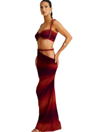 Thumbnail for Women's Bandage Sexy 2-Piece Sets Club Backless Decorative Cord Top and Skirt Sets Summer Vacation, Drestiny, Sets, Skirt Sets, Skirts, Crop Tops, Sleeveless, Casual Shirts, XS, S, M, L, XL, 2, 4, 6, 8, 10, 12, Red Print, Blue Print, Orange, Avocado Green, Grey, Coffee, White, Pink, Black, Deep Pink, USA, Canada, Aus, NZ, UK, Bandage Two Piece Set, Women's Bodycon Sets, Clubwear Two Piece Outfits, Sexy Co Ord Sets, Bandage Skirt and Top Set, Bandage Co Ord Set, Clubbing Outfits Two Piece, shopdrestiny.com