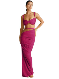 Thumbnail for Women's Bandage Sexy 2-Piece Sets Club Backless Decorative Cord Top and Skirt Sets Summer Vacation, Drestiny, Sets, Skirt Sets, Skirts, Crop Tops, Sleeveless, Casual Shirts, XS, S, M, L, XL, 2, 4, 6, 8, 10, 12, Red Print, Blue Print, Orange, Avocado Green, Grey, Coffee, White, Pink, Black, Deep Pink, USA, Canada, Aus, NZ, UK, Bandage Two Piece Set, Women's Bodycon Sets, Clubwear Two Piece Outfits, Sexy Co Ord Sets, Bandage Skirt and Top Set, Bandage Co Ord Set, Clubbing Outfits Two Piece, shopdrestiny.com