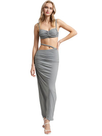 Thumbnail for Women's Bandage Sexy 2-Piece Sets Club Backless Decorative Cord Top and Skirt Sets Summer Vacation, Drestiny, Sets, Skirt Sets, Skirts, Crop Tops, Sleeveless, Casual Shirts, XS, S, M, L, XL, 2, 4, 6, 8, 10, 12, Red Print, Blue Print, Orange, Avocado Green, Grey, Coffee, White, Pink, Black, Deep Pink, USA, Canada, Aus, NZ, UK, Bandage Two Piece Set, Women's Bodycon Sets, Clubwear Two Piece Outfits, Sexy Co Ord Sets, Bandage Skirt and Top Set, Bandage Co Ord Set, Clubbing Outfits Two Piece, shopdrestiny.com