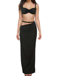 Thumbnail for Women's Bandage Sexy 2-Piece Sets Club Backless Decorative Cord Top and Skirt Sets Summer Vacation