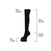 Thumbnail for Women's Black Hoof Heel Platform Boots, Boots, Thigh High Boots, Over the knee boots, ankle boots, boots with pearls, suede platform boots, Black, 6, 6.5, 7, 7.5, 8, 8.5, 9, 9.5, United States, USA, Canada, Australia, New Zealand, United Kingdom, Uk, Hoof Heel Platform Boots, goth platform boots, Black Chunky Platform Boots, cloven hoof boots, Demonia Platform Boots, shopdrestiny.com