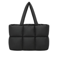 Thumbnail for Black quilted tote bag on a white background