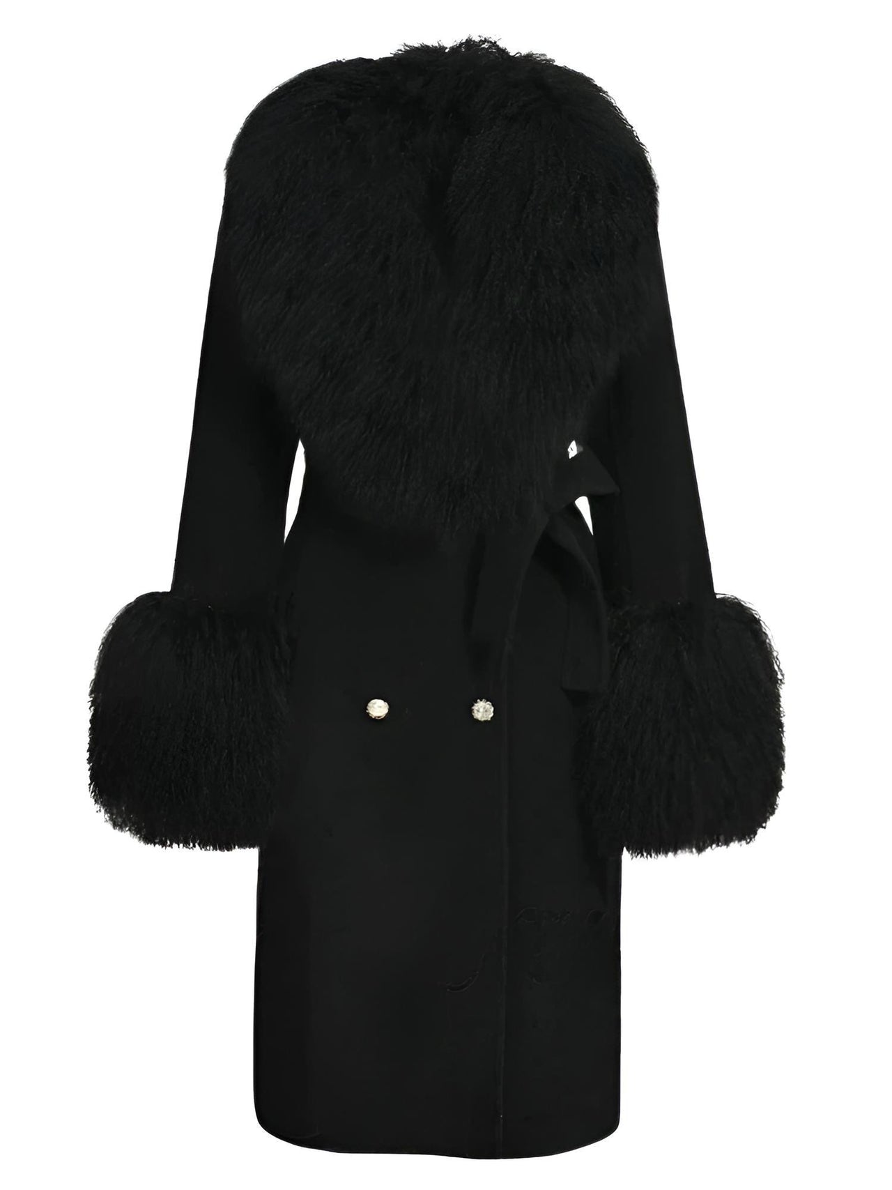 Women's Wool Cashmere Coat With Real Mongolian Sheep Fur Collar and Cuffs Ladies Double Faced Coats Belted Winter Fall Long Coat -, Coats , Drestiny , Australia, Black, Blue, Brown, Coats, Coffee, Dark Brown, Fuchsia, Green, Khaki, L, Light Grey, Light Purple, Lilac, M, Mint, Mint Green, Neon Green, Orange, Pink, Purple, Red, Royal Blue, S, Teal, United Kingdom, United States, Violet Red, White, XL, XXL , Drestiny , www.shopdrestiny.com