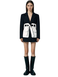 Thumbnail for Women's Black and White Blazer -, Blazers , Drestiny , Australia, Black, Blazers, Canada, FR, Jackets, L, M, New Zealand, S, United Kingdom, United States, White, XL , Drestiny , www.shopdrestiny.com