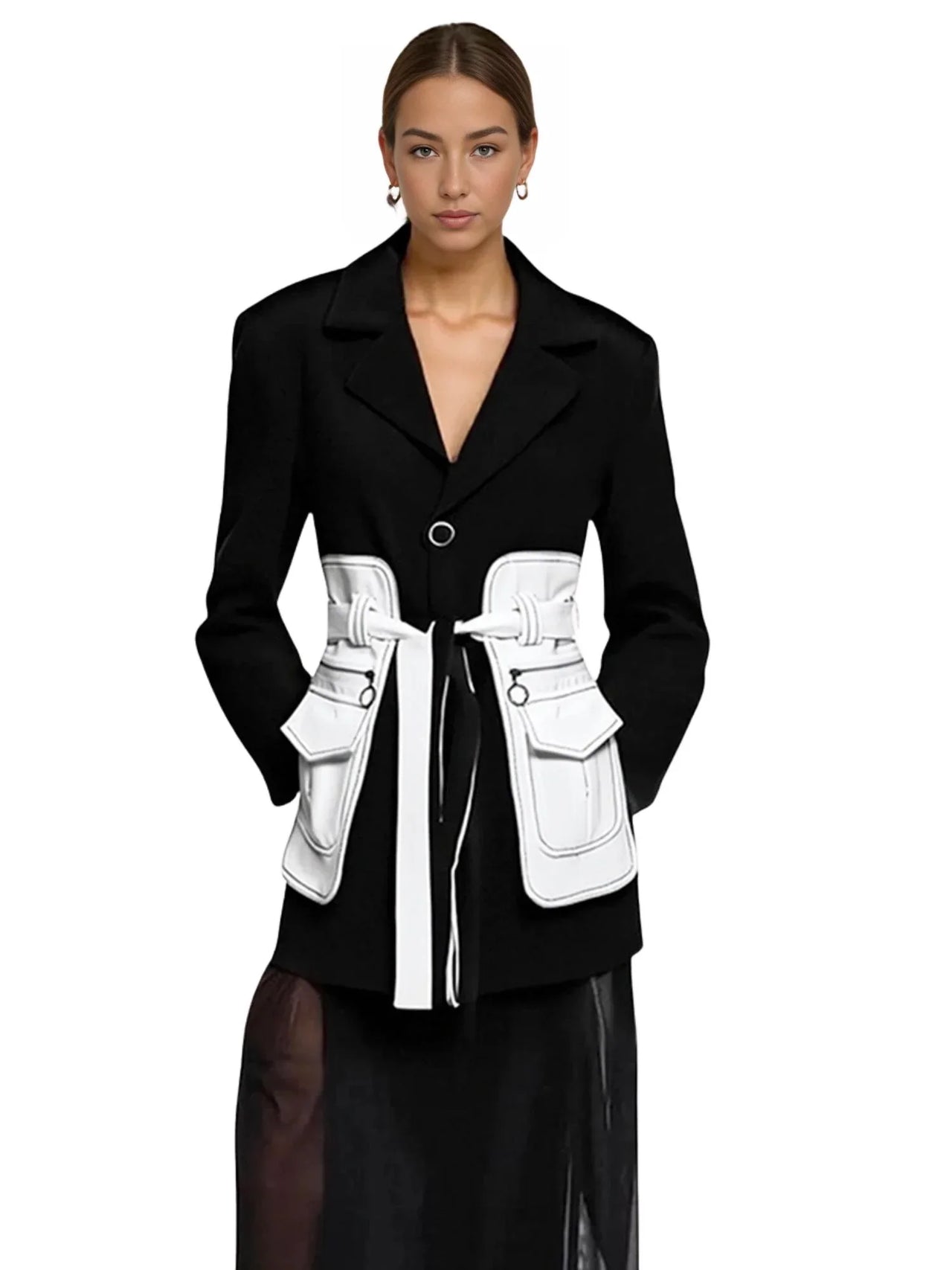 Women's Black and White Blazer
