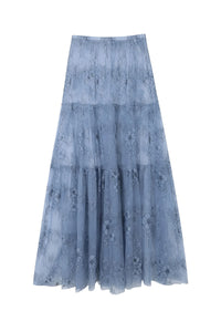 Thumbnail for Blue lace maxi skirt on a white background