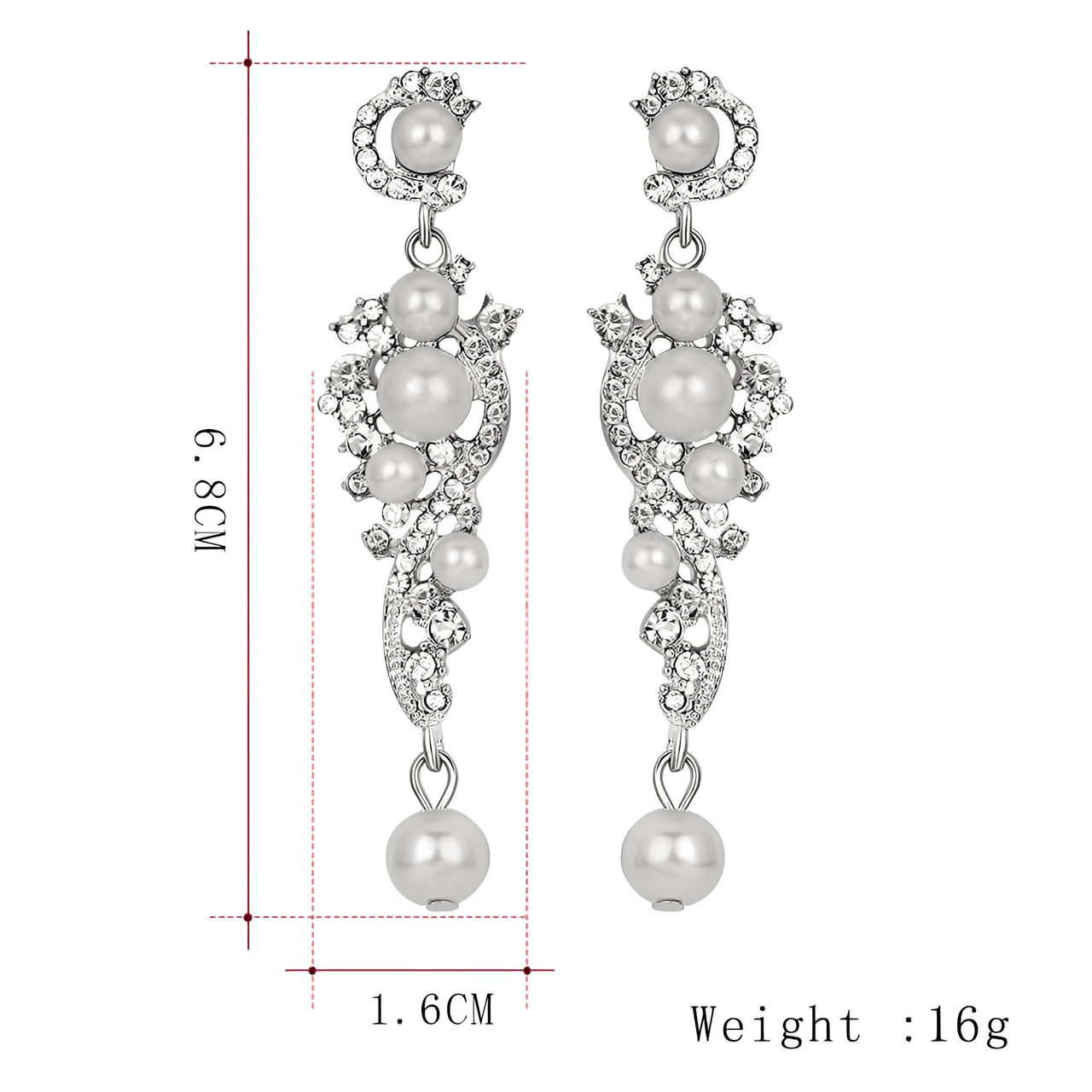 Women's Bridal Earrings -, Earrings , Drestiny , Australia, Canada, Earrings, Gender_Women, Gold, New Zealand, Silver, United Kingdom, United States, White , Drestiny , www.shopdrestiny.com