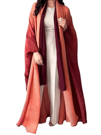 Thumbnail for Women's Gradient Pleated Jacket Bat Sleeve Scarf Collar Long Jacket Female Fashion Clothing