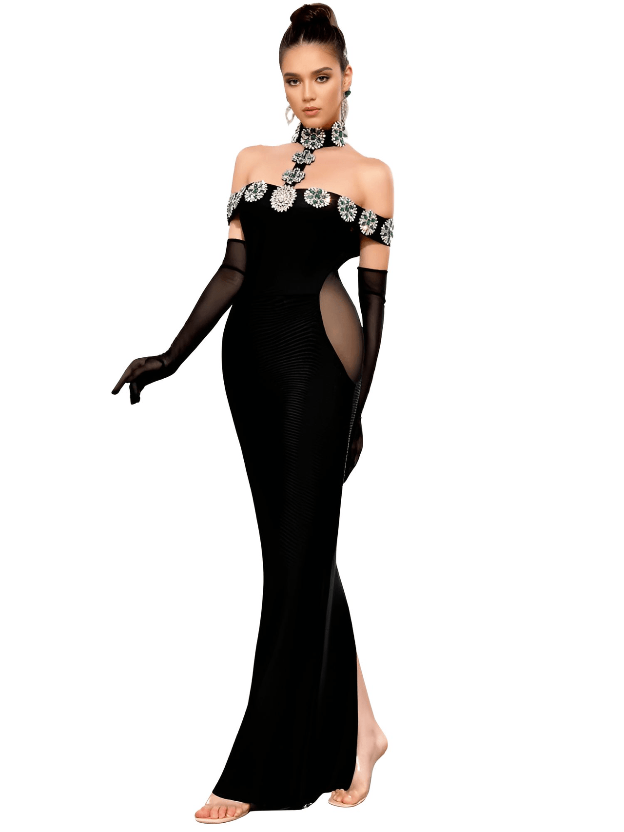 Women's Celebrity Sexy Diamonds Dress Crystal Black Maxi Long Bodycon Elegant Evening Club Party Dress -, Dress , Drestiny , 10, 2, 4, 6, 8, Ankle Length Dresses, Australia, Black, FR, Green, L, Long Sleeves, M, Maxi Dresses, New Zealand, Off Shoulder, S, Silver, United Kingdom, United States, XS , Drestiny , www.shopdrestiny.com