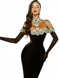 Thumbnail for Women's Celebrity Sexy Diamonds Dress Crystal Black Maxi Long Bodycon Elegant Evening Club Party Dress -, Dress , Drestiny , 10, 2, 4, 6, 8, Ankle Length Dresses, Australia, Black, FR, Green, L, Long Sleeves, M, Maxi Dresses, New Zealand, Off Shoulder, S, Silver, United Kingdom, United States, XS , Drestiny , www.shopdrestiny.com