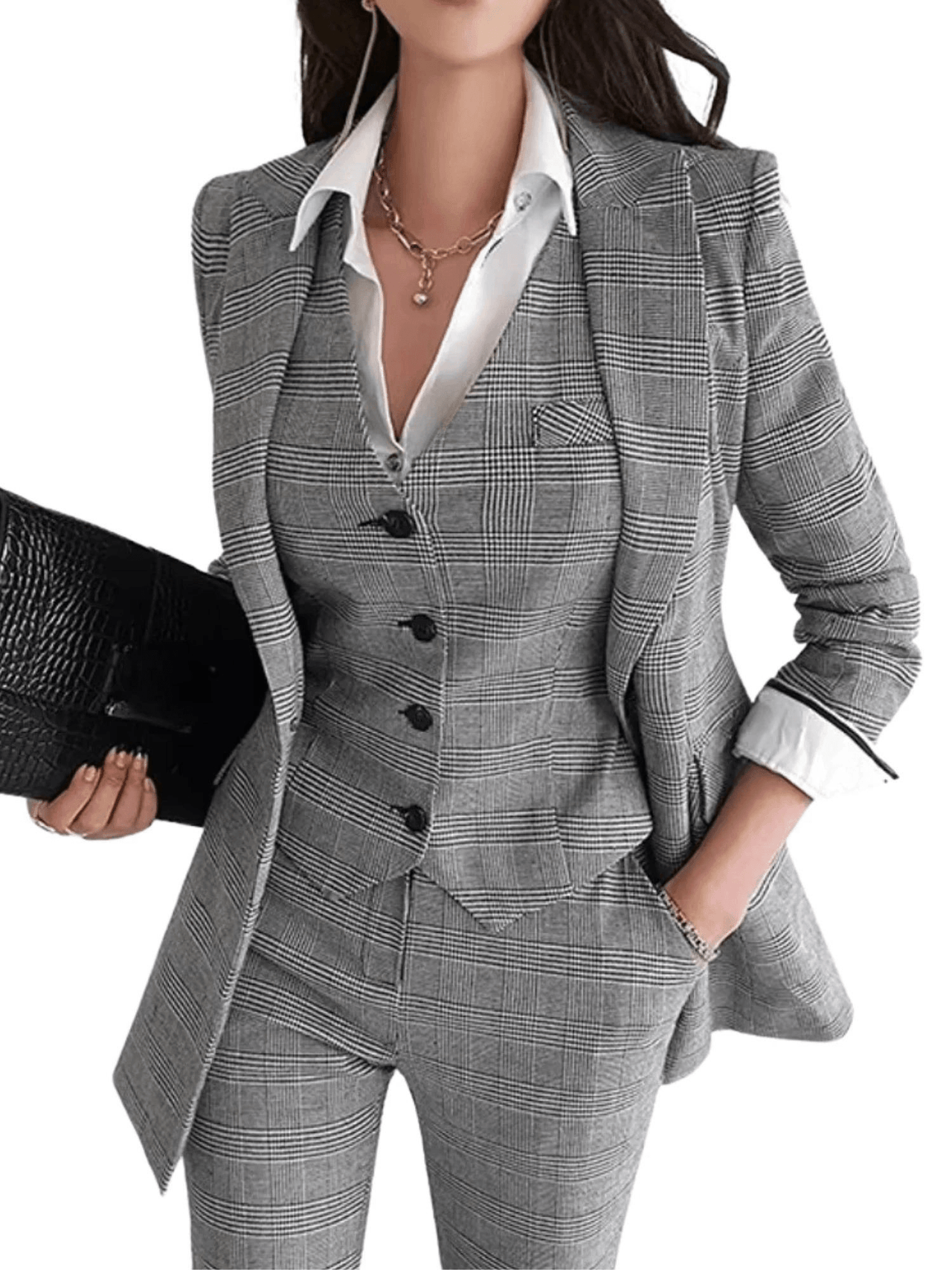 Chic Business Suit Jacket Vest and Straight Pants Suit Set For Women -, Suits , Drestiny , Australia, Blazers, Canada, Dress Pants, Grey, Khaki, L, M, New Zealand, Pant Sets, Pant Suits, Pants Sets, S, Suits, United Kingdom, United States, Vests, XL , Drestiny , www.shopdrestiny.com