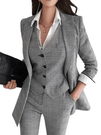 Thumbnail for Chic Business Suit Jacket Vest and Straight Pants Suit Set For Women -, Suits , Drestiny , Australia, Blazers, Canada, Dress Pants, Grey, Khaki, L, M, New Zealand, Pant Sets, Pant Suits, Pants Sets, S, Suits, United Kingdom, United States, Vests, XL , Drestiny , www.shopdrestiny.com