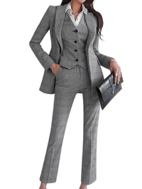 Thumbnail for Chic Business Suit Jacket Vest and Straight Pants Suit Set For Women -, Suits , Drestiny , Australia, Blazers, Canada, Dress Pants, Grey, Khaki, L, M, New Zealand, Pant Sets, Pant Suits, Pants Sets, S, Suits, United Kingdom, United States, Vests, XL , Drestiny , www.shopdrestiny.com