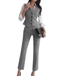 Thumbnail for Chic Business Suit Jacket Vest and Straight Pants Suit Set For Women -, Suits , Drestiny , Australia, Blazers, Canada, Dress Pants, Grey, Khaki, L, M, New Zealand, Pant Sets, Pant Suits, Pants Sets, S, Suits, United Kingdom, United States, Vests, XL , Drestiny , www.shopdrestiny.com