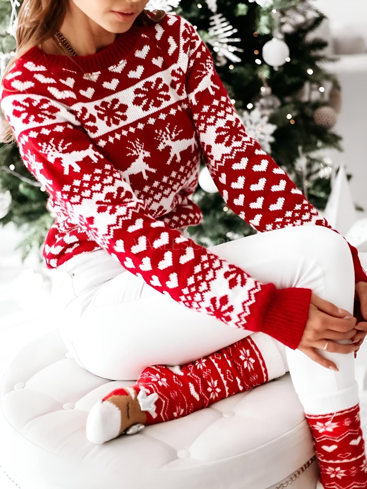 Women's Christmas Sweaters Winter Pullover Tops Casual Long Sleeve Print Knitted Sweater Women Clothes, Drestiny, Sweaters, Pullovers, United States, Canada, Australia, New Zealand, United Kingdom, Long Sleeves, S, M, L, XL, XXL, 2XL, 4, 6, 8, 10, 12, Red, White, shopdrestiny.com