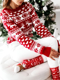 Thumbnail for Women's Christmas Sweaters Winter Pullover Tops Casual Long Sleeve Print Knitted Sweater Women Clothes, Drestiny, Sweaters, Pullovers, United States, Canada, Australia, New Zealand, United Kingdom, Long Sleeves, S, M, L, XL, XXL, 2XL, 4, 6, 8, 10, 12, Red, White, shopdrestiny.com