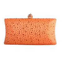 Thumbnail for Orange clutch bag with a textured surface and decorative clasp on a white background