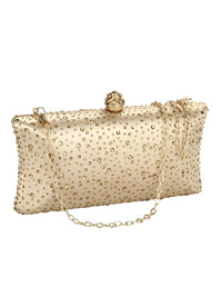 Thumbnail for Gold clutch bag with chain strap on a white background